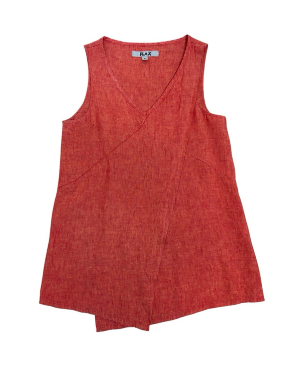 FLAX 100% Linen Tank Top Rust Orange Asymmetrical Lagenlook Small